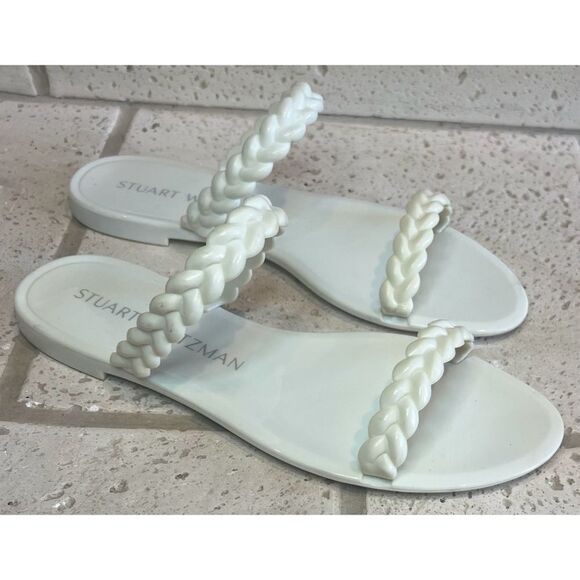 Stuart Weitzman BRAIDA SAWYER JELLY SANDAL White Braided Straps Slide Size 8 - Picture 10 of 15